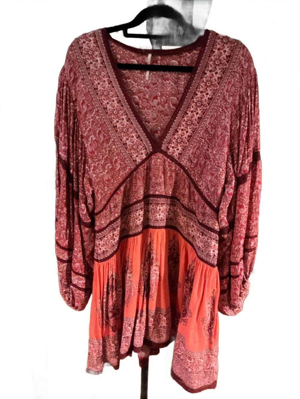 #FP069 Free People Luna Scarf Print Tunic, Size S